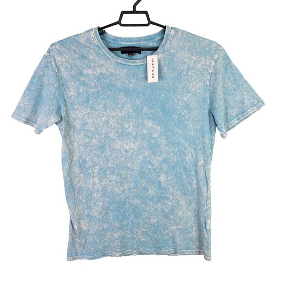 Mens PacSun Acid Wash Blue T Shirt Crew Neck 100% Cotton Short Sleeve Size L - Picture 1 of 8